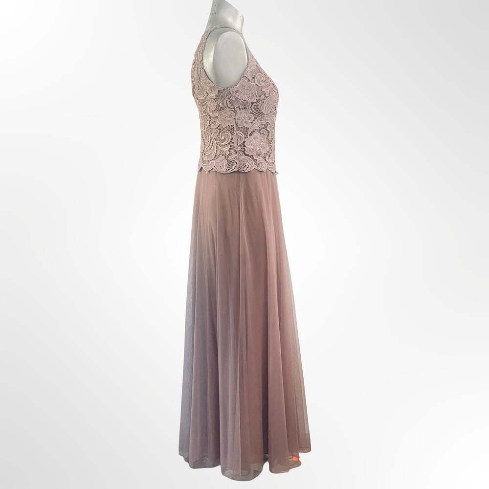 Eureka Fashion 7025 Dusty Rose Embroidered Lace Bodice Chiffon A-line Gown - Picture 3 of 6